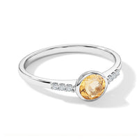 Brazilian Citrine and Simulated Diamond 0.65 ctw Ring in Sterling Silver (Size 8.0)