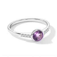 Amethyst and Simulated Diamond 0.65 ctw Ring in Sterling Silver (Size 7.0)
