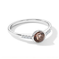 Smoky Quartz and Simulated Diamond 0.65 ctw Ring in Sterling Silver (Size 7.0)