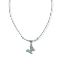 Rose Quartz, Simulated Diamond and Glass 15.00 ctw Beaded Necklace in Stainless Steel 19-20.5 Inches