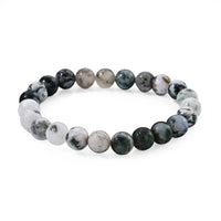 Dendritic Agate 80.00 ctw Beaded Stretch Bracelet (6.25-7In)