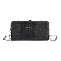La Marey Black Glossy Crocodile Faux Leather Wallet