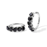 EverTrue Thai Black Spinel 20.25 ctw Hoop Earrings in Platinum Bond