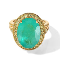 EverTrue Emeraldine Triplet Quartz, Hebei Peridot Ring in 18K YG Plated (Size 10.0) 10.35 ctw
