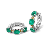 EverTrue Emeraldine Triplet Quartz, White Zircon Hoop Earrings in 18K YG Plated and Platinum Bond 9.40 ctw