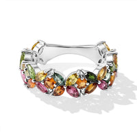 D''Joy Premium Multi-Tourmaline 3.50 ctw Ring in Rhodium Over Sterling Silver (Size 10.0)