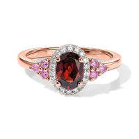 D''Joy AAA Red Zircon and Multi Gemstone 1.40 ctw Ring in 18K Vermeil Rose Gold Over Sterling Silver (Size 10.0)