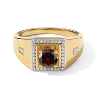 D''Joy AAA Red Zircon and Moissanite 1.60 ctw Men''s Ring in 18K Vermeil Yellow Gold Over Sterling Silver (Size 10.0)