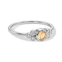 Brazilian Citrine and Simulated Diamond 0.40 ctw Ring in Sterling Silver (Size 8.0)