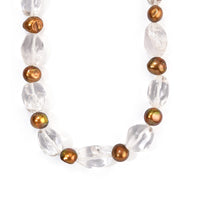 EverTrue Bronze Pearl (D) and Austrian Crystal Necklace in Platinum Bond 18-19 Inches