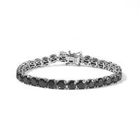 D''Joy Black Moissanite (Rnd 5mm) Bracelet in Rhodium Over Sterling Silver (6.50 In) 13.10 ctw