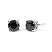D''Joy Black Moissanite 1.50 ctw Solitaire Stud Earrings in Rhodium Over Sterling Silver
