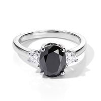 D''Joy Black and White Moissanite 2.30 ctw Ring in Rhodium Over Sterling Silver (Size 10.0)