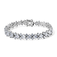 D'Joy Asscher Cut Moissanite (Oct 5x5mm) Timeless Brilliance Bracelet in Rhodium Over Sterling Silver (7.25 In) 23.25 ctw