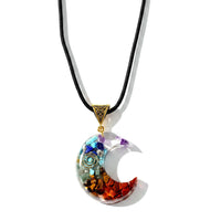 Turquoise, Lapis Lazuli and Red Jasper Crescent Moon Pendant with Cord Necklace (20 Inches) 24.00 ctw