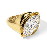 D'Joy Moissanite (Mrq 16x8mm) Ring in 18K Vermeil YG Over Sterling Silver (Size 10.0) 4.00 ctw