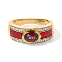 D''Joy AAA Red Zircon and Moissanite 1.25 ctw Ring in 18K Vermeil Yellow Gold Over Sterling Silver (Size 10.0)