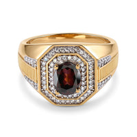 D''Joy AAA Red Zircon and Moissanite 2.15 ctw Men''s Ring in 18K Vermeil Yellow Gold Over Sterling Silver (Size 10.0)
