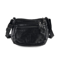La Marey Black Chevron Stitch Faux Leather Crossbody Bag (7.87"x5.91"x3.15")