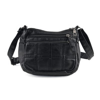 La Marey Black Grid Stitch Faux Leather Crossbody Bag (7.87"x5.91"x3.15")