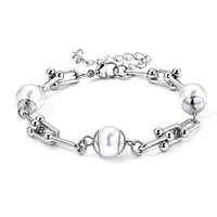 White Shell Pearl Bracelet in Stainless Steel (7.5-9.5In)