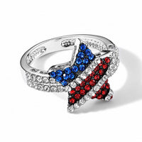 Multi Color Austrian Crystal Star Ring in Silvertone (Size 10.0)