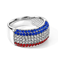 Multi Color Austrian Crystal Ring in Silvertone (Size 10.0)
