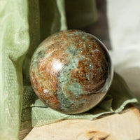 Hessonite Garnet with Green Garnet Sphere 2-3