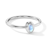 Moonstone 0.12 ctw Oval Solitaire Ring in Sterling Silver (Size 8.0)