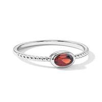 Red Garnet 0.45 ctw Oval East West Solitaire Ring in Sterling Silver (Size 8.0)