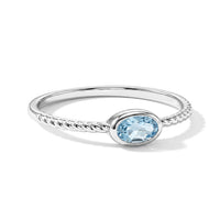 Aquamarine 0.45 ctw Oval East West Solitaire Ring in Sterling Silver (Size 9.0)