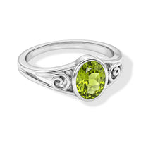 Peridot 1.30 ctw Oval Solitaire Ring in Sterling Silver (Size 7.0)