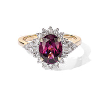Certified and Appraised 10K Yellow Gold AAA Radiant Ember Garnet, Luxuriant Lab Grown Diamond (G-H SI) (0.45 cts) Ring (Size 10.0) 2.70 ctw