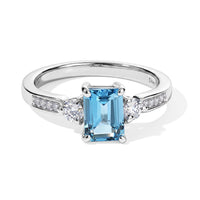 D''Joy Swiss Blue Topaz and Moissanite 1.50 ctw Ring in Rhodium Over Sterling Silver (Size 10.0)