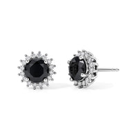 D''Joy Black and White Moissanite 1.85 ctw Solitaire Stud Earrings in Rhodium Over Sterling Silver