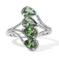 D''Joy Natural Green Apatite 1.70 ctw Ring in Rhodium Over Sterling Silver (Size 10.0)