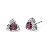 D''Joy Orissa Rose Garnet and White Zircon 1.50 ctw Earrings in Rhodium Over Sterling Silver