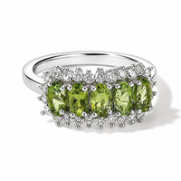 D''Joy Calabar Tourmaline and Moissanite 1.50 ctw Ring in Rhodium Over Sterling Silver (Size 6.0)