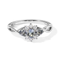D''Joy Green Tanzanite and White Zircon 0.70 ctw Cluster Ring in Rhodium Over Sterling Silver (Size 10.0)
