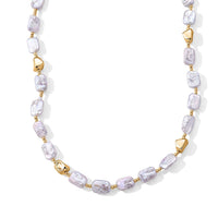 White Keshi Pearl Necklace (20 Inches) in Silvertone