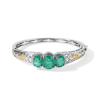 EverTrue Emeraldine Triplet Quartz Full Bangle in 18K YG Plated and Platinum Bond 11.51 ctw