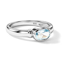 Aquamarine 0.55 ctw Oval East West Solitaire Ring in Sterling Silver (Size 7.0)