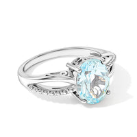 Simulated Blue Diamond Oval Solitaire Ring in Sterling Silver (Size 8.0)