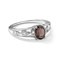 Smoky Quartz 0.80 ctw Oval Solitaire Ring in Sterling Silver (Size 7.0)