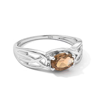 Smoky Quartz 0.80 ctw Oval East West Solitaire Ring in Sterling Silver (Size 7.0)