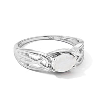 Moonstone 0.80 ctw Oval East West Solitaire Ring in Sterling Silver (Size 7.0)