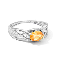Simulated Yellow Diamond Oval East West Solitaire Ring in Sterling Silver (Size 8.0)