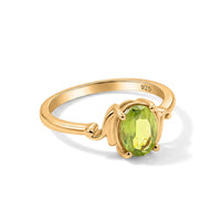 Peridot 0.80 ctw Oval Solitaire Ring in 14K YG Over Sterling Silver (Size 5.0)