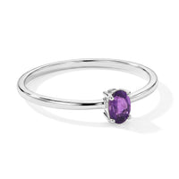 Amethyst 0.15 ctw Oval Solitair Ring in Sterling Silver (Size 9.0)