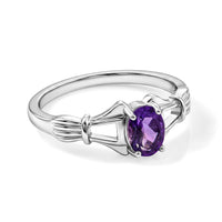 Amethyst 0.80 ctw Oval Solitair Ring in Sterling Silver (Size 8.0)
